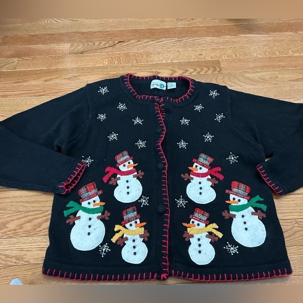 Vintage Snowman Cardigan Sweater